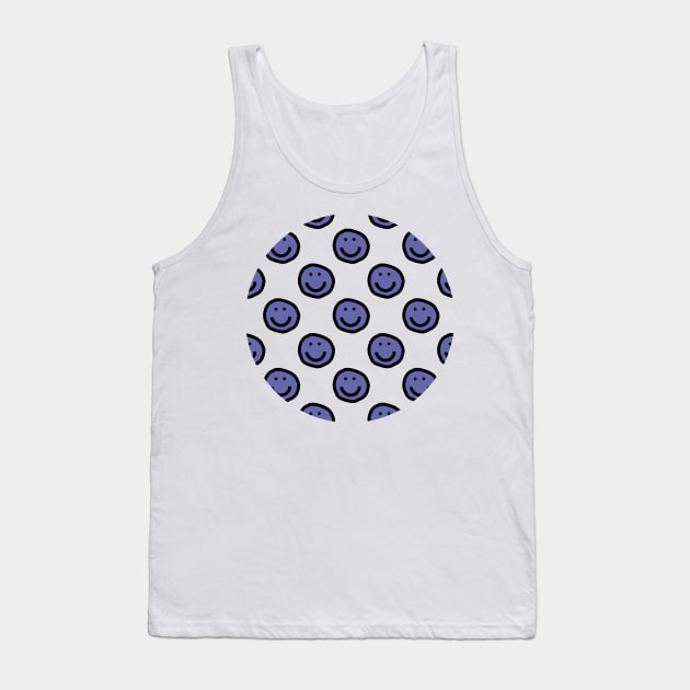 Very Peri Periwinkle Happy Smiley Face Pattern Color of the Year 2022 Tank Top by ellenhenryart